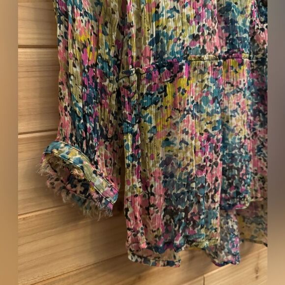 Sundance Size XSmall Cupro Evelina Lined Pleated Relaxed Fit Colorful Blouse - Picture 4 of 11